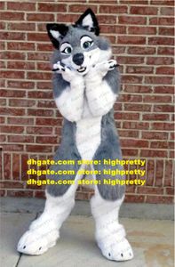 Cinguezes de pêlo de pele longa mascote de cachorro Costume Wolf Fox Fursuit Furry Cartoon adulto Cut The Ribbon Boutique Presente ZZ9519