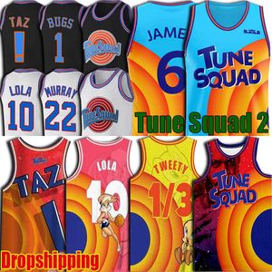 6 LBJ King James Space Jam 2 Tune Squad Jersey Basket Bugs Lola Bunny Tweety Bird Taz Maglie Ritorno al passato Daffy Duck Bill Murray