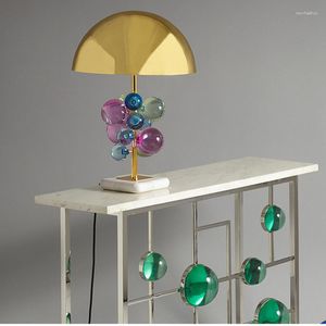 Bordslampor nordisk modell stil konst lampa multicolor crystal sten metall led lyx vardagsrum sovrum studie caf￩ dekoration lampor