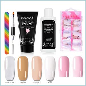 Zestawy do paznokci Ibcccndc Poly Gel Larnish Zestaw paznokci Poliska Polygel Polygel Kit Szybkie przedłużenie Builder Hard Camuflage UV LED LADY LAKQUER BRUSHT TI DHWN0