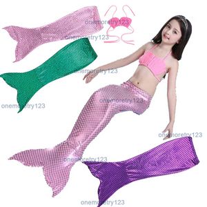 Girls Two Piece Mermaid Swimsuit Mermaids Tail with Flippers Bikini Set 3-11T Kids Princess Bathing Suit 5 Color