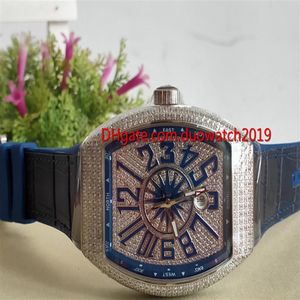 selling Top quality luxury men 'S Sports Watches COLLECTION V 45 SC DT YACHTING Silver Diamond Case Blue Dial Automatic Mens 2559