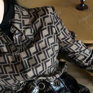 2023ss Spring Fall Fashion Women's Blousess Designer Shirt Shirts Womens Lapel Diamond F Letter Print Temperament Women's Top