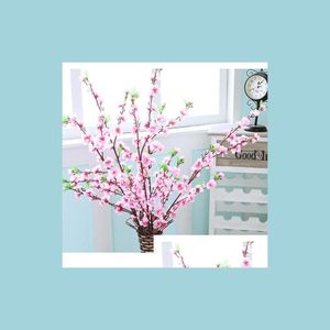 Decorative Flowers Wreaths Artificial Cherry Spring Plum Peach Blossom Branch Silk Flower Tree For Wedding Party Decoration White Dhb6W