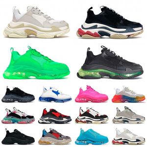 Classic Triple S Casual Dad Shoes Men Women Vintage Plate-forme Sneakers Black Paris 17FW Glitter Crystal Bottom Luxury Tennis Shoe Trainers Designer