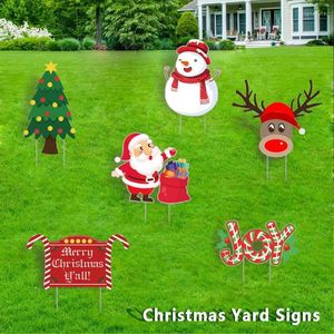 Christmas Decorations Yard Signs Stakes Snowman Plastic Decor Outdoor Xmas Garden With