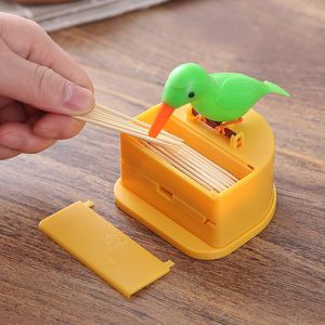 Dispenser per stuzzicadenti a forma di Brid Porta stuzzicadenti automatico a spinta Decorazione della cucina domestica