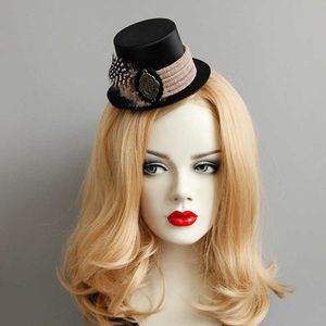 Vintage hårtillbehör svart fjäder fascinator hatt retro stil maskerad häxa halloween fest pannband