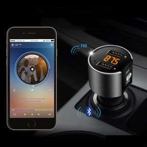 Bluetooth Car Kit Auto MP3-Player Bluetooth Hands Kit FM-Transmitter Zigarettenanzünder Dual-USB-Ladebatterie Spannungserkennung U Dhi5U