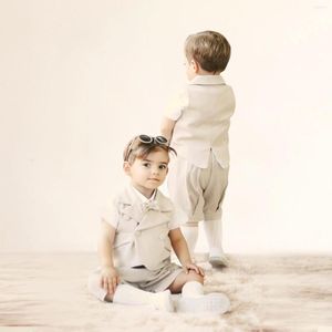 Clothing Sets High Quality Baby Boys Christening Suit Outfits Born Vest Short Clothes Baptism Birthday Party Set Gift