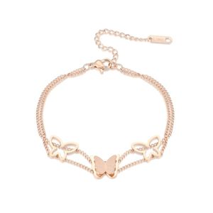 Pulseira de borboleta fosca de borboleta a￧o inoxid￡vel em a￧o rosa encanta de corrente de ouro feminino j￳ias de moda presente