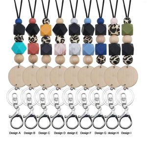 Anhänger Halsketten DIY Silikonperlen Schlüsselband Schlüsselanhänger Holzscheibe Holzperlen Lehrer Geschenkideen Schmuckzubehör