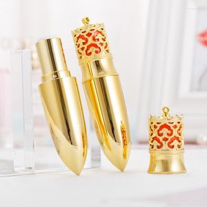 Garrafas de armazenamento 12,1mm coroa de ouro elegante batom lip rouge embalagem garrafa de garrafa blem shors recarregável Ferramenta de beleza de maquiagem