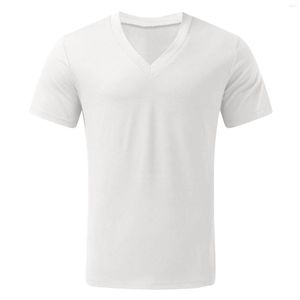 Męskie koszulki Męskie krótkie rękawie Męskie Casual Pullover Man 2022 Summer White Hipster T-shirts Niskie cięcie V Wygodne koszulki Topy