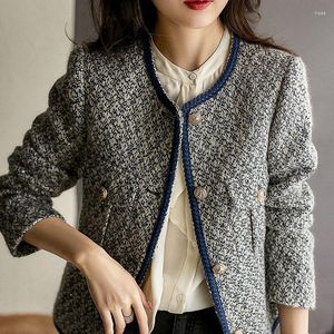 Jaquetas femininas Tweed Coat Women Outerwear Roupas Casaco coreano Tide elegante e elegante de alta qualidade Retro francês
