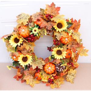 Flores decorativas de cair grinaldas para a porta da frente 20 polegadas Autumn Autumn Wreath Wreath Wreath Colheita ao ar livre Decoração de Halloween Ação de Graças