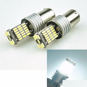 Żarówki samochodowe 2PCS White 850Lm 1156 P21W BA15S Lampa ogonowa 4014 45smd BB Odwrotne światła z rezystorami LED Signals Diods Drop Deliv DH3MZ