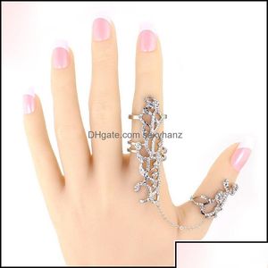 Cluster-Ringe Cluster Gothic Punk Rock Strass Kreuz Knuckle Joint Armor Lange FL Verstellbare Fingerringe Geschenk für Frauen Mädchen Mode Otbga