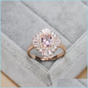 An￩is de cluster Rings de cluster vendem bem na Europa e America S925 Sier Fashion Fashion Wedding Ring Snow Zircon Champagne Crystal Jewe Dhmsp