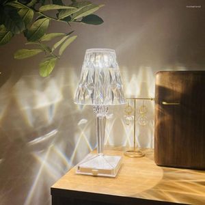 Lâmpadas de mesa leves transparentes de cristal de cristal de decoração de cabeceira para o quarto chuveiro de vida