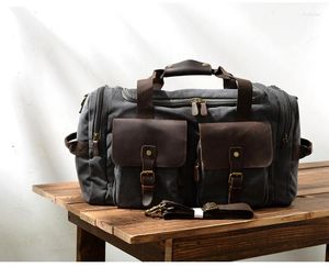 Duffel Bags Brand Casual Men Free Cowhide Handbag.style Travel Bag Quality Big Canvas Vintage Traveling Classic Luggage