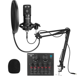 Microphones 8Pcsset Bm 800 Microphone Kit for Computer 10 Colors with V8 Sound Card Professionnel Microfone Studio Microfono Condensador 221104