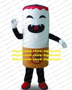 Lively White Smoke Mascot Costume Mascotte Cigarett Cigaretes Coffin Nail Pimp Stick With Red Hat Happy Face No.3961 Gratis fartyg