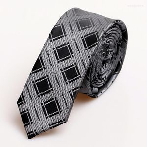 Bow Ties Men krawat mody męskie 5 cm szarość szary czarna kratkowa siatka krawat