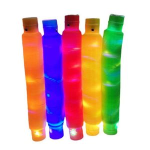 Party Toys LED Pop Tube Flash Bellows Vent Dekomprimeras Lättemitterande teleskoprör för barn Vuxna