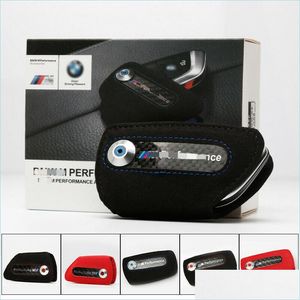 Car Key Carbon Faser Leder Fernbedienung Autoschlüssel ER -Hülle FOB Haltertasche für M Performance 1 2 3 5 Serie x1 x3 x4 x5 x6 Drop Lieferung 202 DHFNB