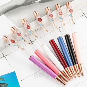 Студенты DIY Blank Ballpoint Pen Rose Flower Ball Pens Написание канцелярских товаров пустого школьного офиса.