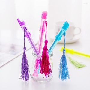 4pcs Transparent может взорвать фирменную гелевую ручку формы флейты с кисточками канцелярские товары, написание нейтральной школы.