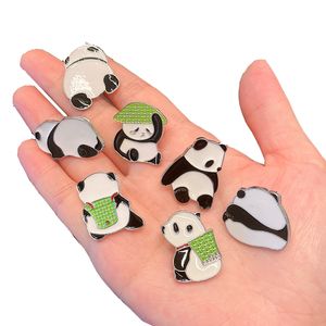 Cartoon Panda Brooch Cute Animal Alloy Badge Schoolbag Pencil Bag Decoration Supplies