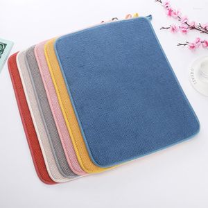 Table Napkin Dish Dryer Mat 30 40cm Rectangle Drying Mats Drain Pad Heat Resistant Absorb Water Placemat Kitchen Tools