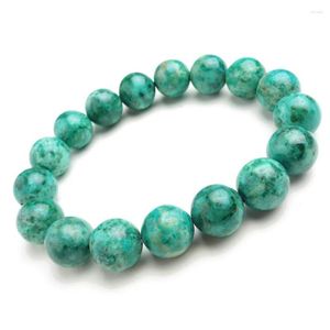 Strand 12mm Natural Genuine Green Malachite Chrysocolla Finished Bracelets For Women Loose Stretch Charm Crystal Round Beads