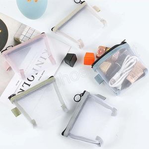 Portabla Mini -mynt Purses Cosmetic Bag Makeup Case Key Earphone Data Line Organizer Card Holder Pouch Transparent Mesh Lipstick Storage Bag