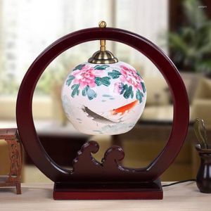 Table Lamps Fish Jingdezhen Chinese Porcelain Ceramic Lamp Bedroom Living Room Dining Decoration White