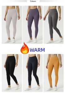 Calça feminina legging cintura alta amanteigada macia quente de veludo elástica para ioga legging de lã com cintura térmica para caminhadas de inverno calças de corrida com bolsos