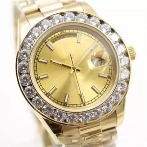 Moda masculina relógio grande diamante ouro rosto cheio de aço inoxidável pulseira original movimento automático relógios masculinos