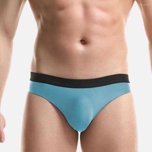 Underbyxor mäns trosor mjuk penispåse korta is silk elasticitet underkläder manlig tunn transparent sexig boxershorts andas andas