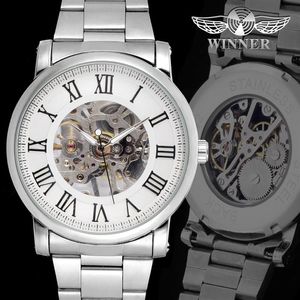 Vinnare Business Men Mechanical Hand Wind Watches Herr Fashion Casual Skeleton Dial Analog Hela armbandsur Slzg212777