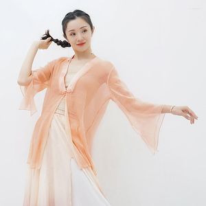 Stage Wear Chiffon Danza classica Top Donna Hanfu Chinese Outfit Fairy Practice Performance Costume Festival Abbigliamento JL4467