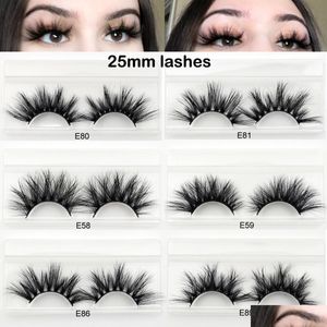 Falsche Wimpern verkaufen 3D-25-mm-Nerzwimpern kreuz und quer verlaufende Stränge Cruelty Lashes für Damen Make-up Soft Dramatic Drop Delivery Health Dhqwo