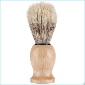 Shaver Nylon Solid Beard Brush Wood Color Bristles Shave Tool Men Male Shaving Brushes Shower Room Accessories Travel Gift 5Wm N2 Dr Dh9Vg