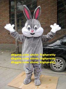 Cute Grey Easter Bunny Mascot Costume Rabbit Jackrabbit Hare Lepus Mascotte With Long Ears Happy Face Adult No.212 Free Ship