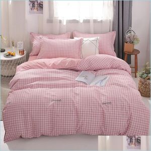 Sängkläder sätter 4st Designer Bed Comporters Set Sängkläder Set Polyester Fiber Hushåll Kort växt Kudde Case Däcken ER Bekväm BLA DHBGM
