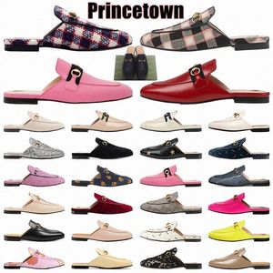 Pantofole firmate LM Lady Mules G Mocassini Princetown Sandali in vera pelle morbida pelle bovina Scarpe casual da donna pigre Scarpe con catena in metallo Pizzo Velluto con b t8da #