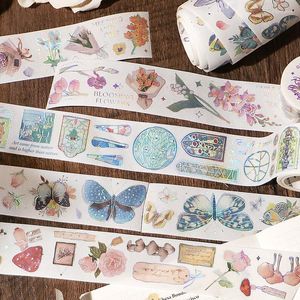 Geschenkverpackung 3m Vintage Pflanzen Pilz Schmetterling Washi -Papieraufkleber Blumen für Kunstcollage DIY Scrapbooking Supplies