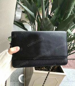 10A Women Caviar Leather Bag Wallet on chain fits inside 19cm Big Designer Shoulder Crossbody Purse Genuine Leather Handbags Gold Silver HW with Box