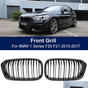 Styrelser ￶verf￶ringar Front Bumper Kidney Grill Double Slat Racing Sport Grille Fit For F20 F21 LCI 120I 1Series Biltillbeh￶r